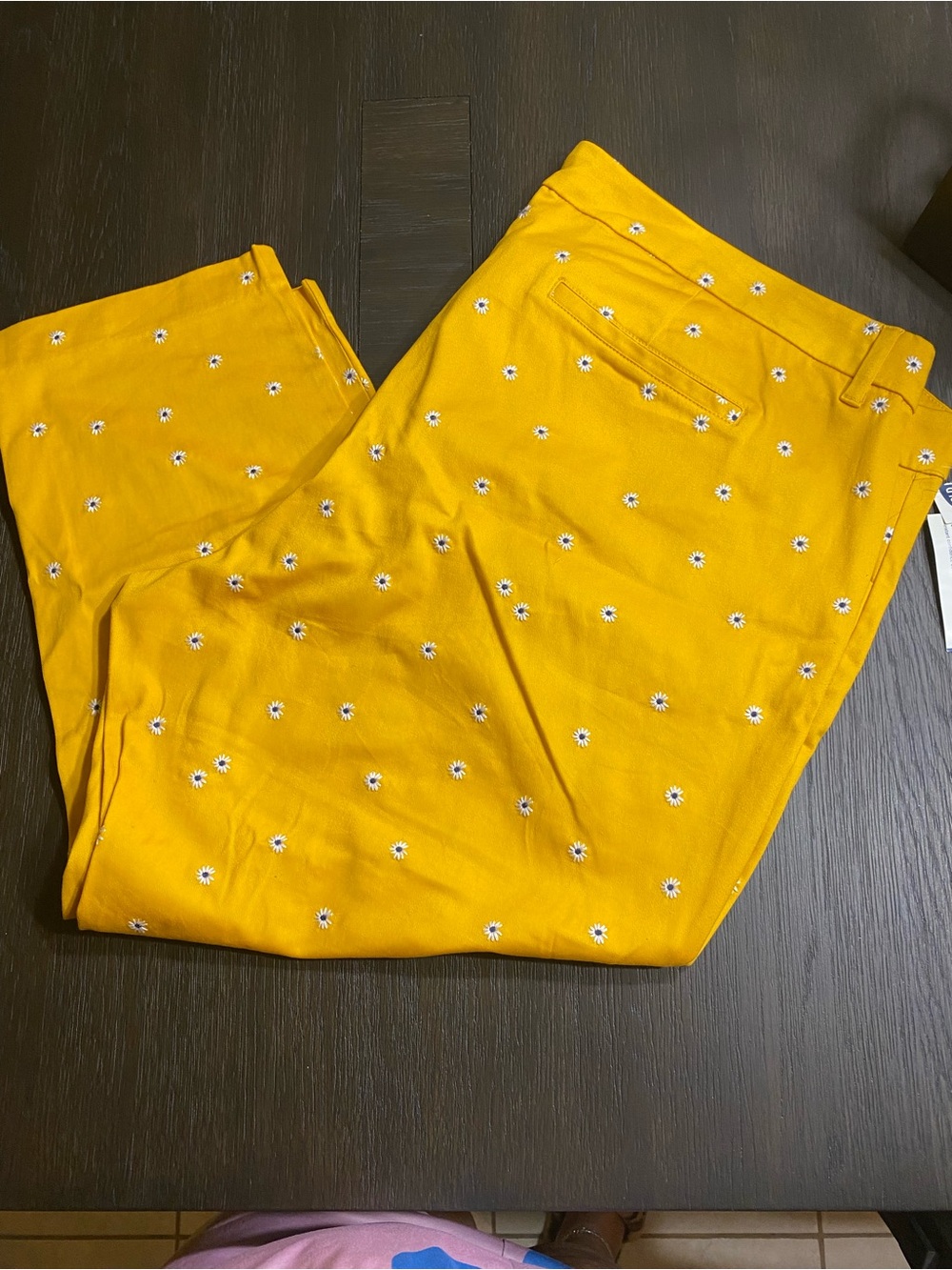 Old Navy women’s Mustard Yellow Floral-Embroidered Chinos - Picture 2 of 2